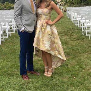 Chi chi gold floral high low gown cocktail dress
